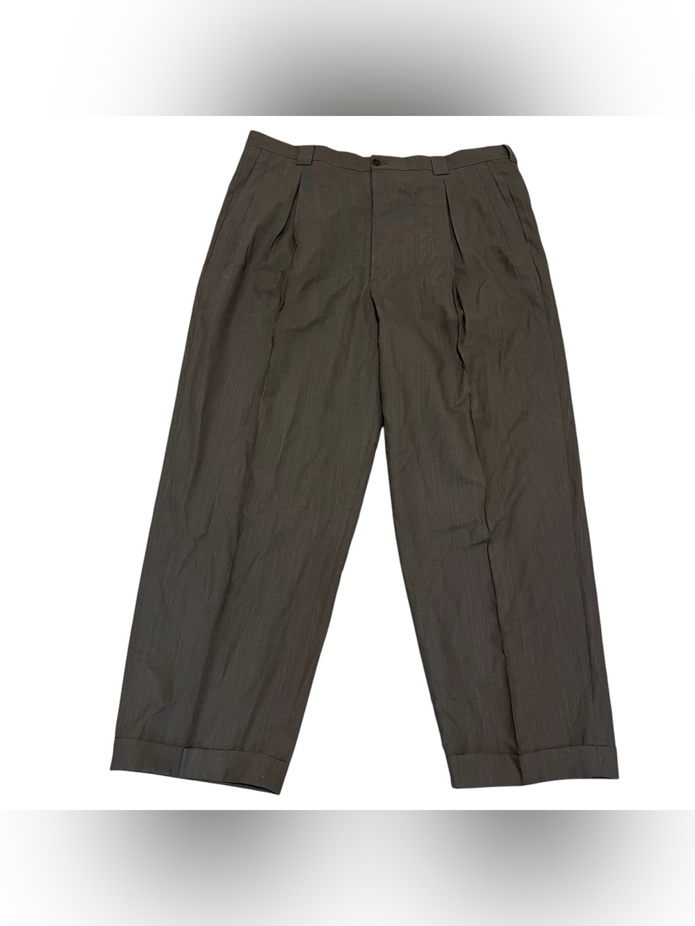 Giorgio Armani Le Collezioni Mens Gray Pleated Wool Trousers Size 38x28.5 Read